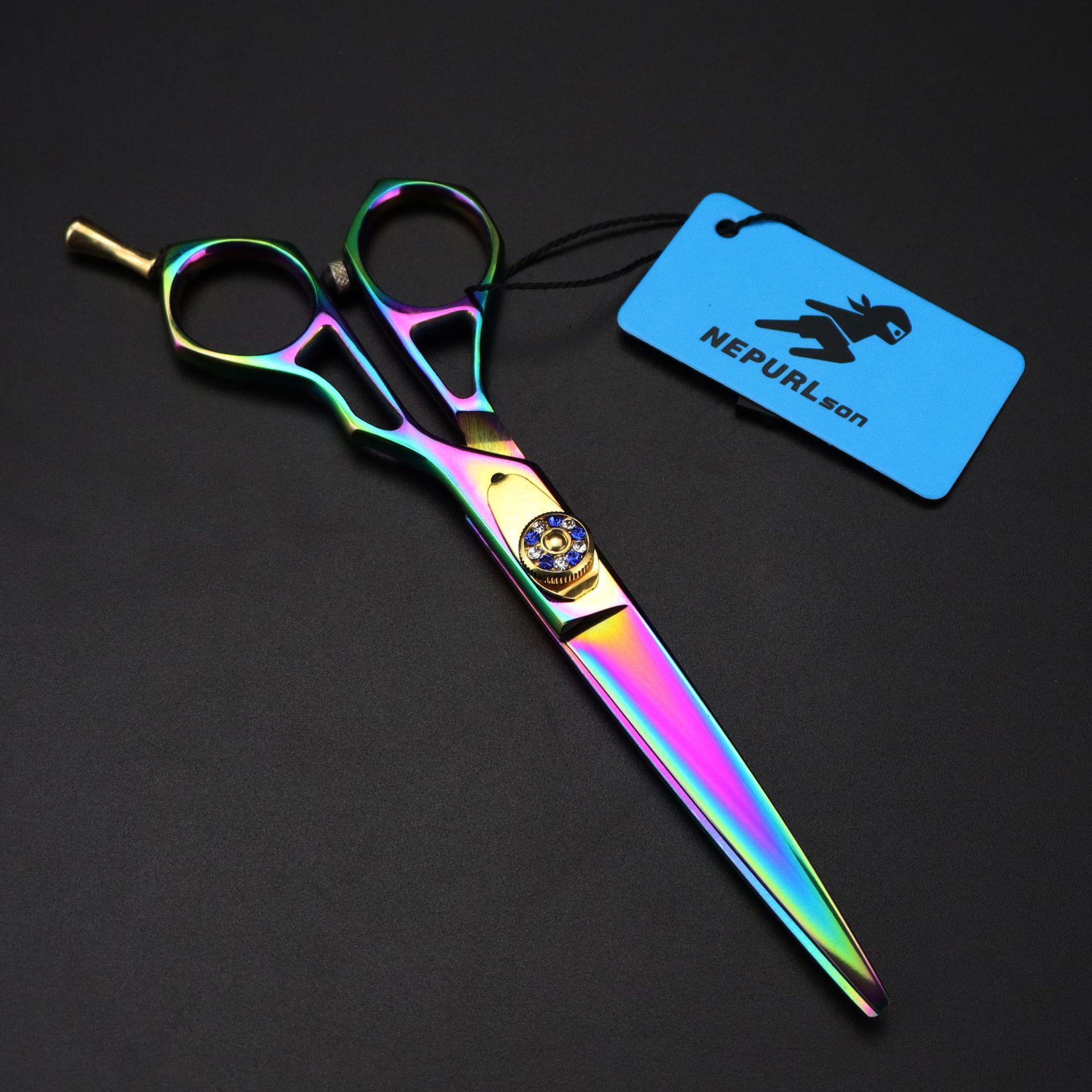 Naipusen 6-Inch Multicolor Hairdressing Barber Scissors Straight Shears