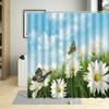 Spring Flowers Butterfly Shower Curtain Daisy Rose Orchid Floral Plant Home Decor Screens Waterproof Bathroom Curtains With Hook