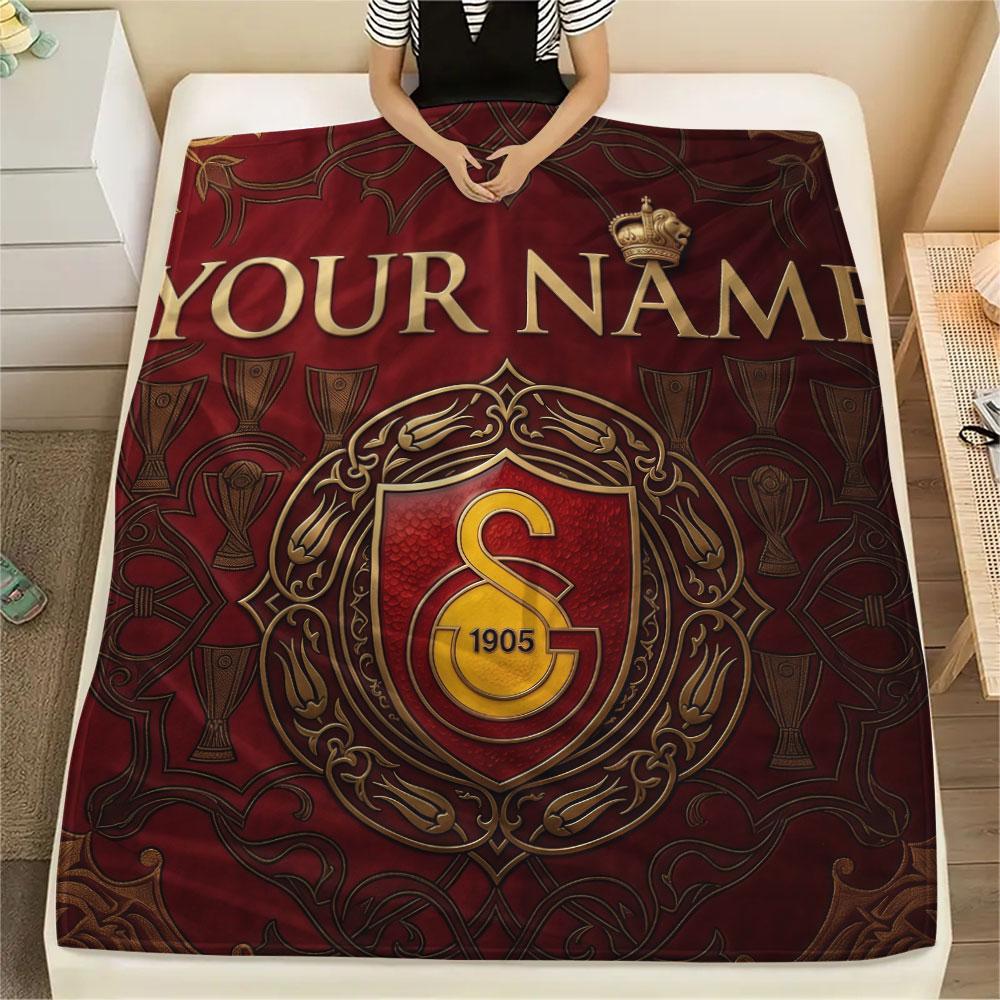 Custom Name,Galatasaray SK Printed Flannel Blanket, soft throw for bedroom sofa, washable, Christmas present, great gift.