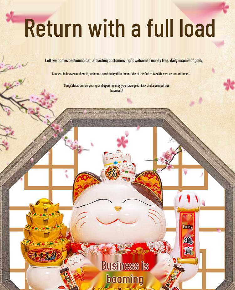 Large Lucky Cat Maneki-neko Ornament Shop Decoration for Home or Cashier Counter Opening Gift