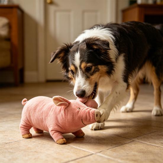 Juguete de Perro Cerdo Relleno Peluche Chirriante Animal Juguete Masticable para Perro Cerdo Rosa Perro Juguete para Acurrucarse para Cachorro Alivio de la Ansiedad por la Dentición