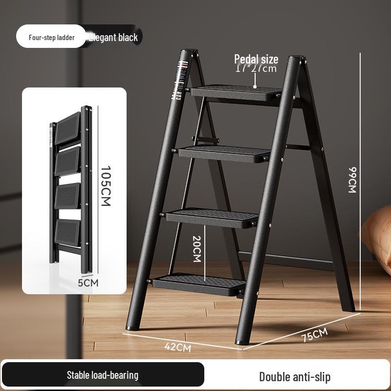 Folding A-Frame Ladder: Multifunctional, Thickened, 3-4 Step Indoor Ladder & Flower Stand