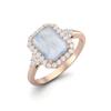 925 Sterling Silver Rose Vermeil 0.90 Cts Octagon Shape Moonstone Solitaire Wedding Women Ring