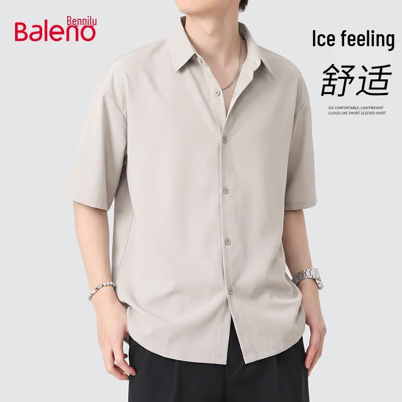 Baleno Men's Summer Ice Silk Short Sleeve Casual Shirt