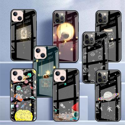 Glass Case For Apple iPhone 14 13 11 12 Pro 7 XR X XS Max 8 6 6s Plus SE 2022 13Pro Tempered Phone Tampa Astronaut Spaceship