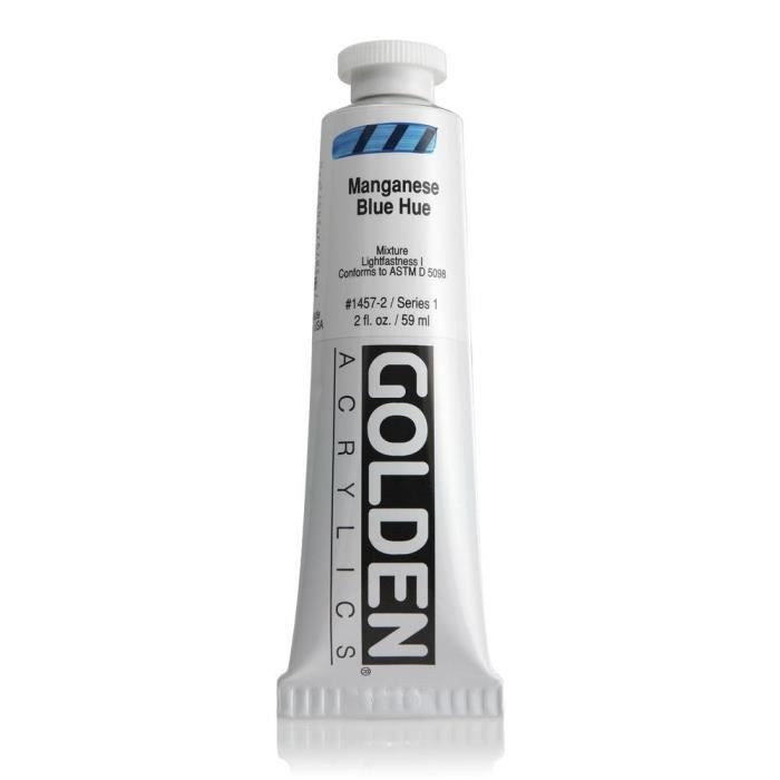 Peinture acrylique - GOLDEN - 60 ml - Bleu Manganese S1 - Couleur principale: Bleu