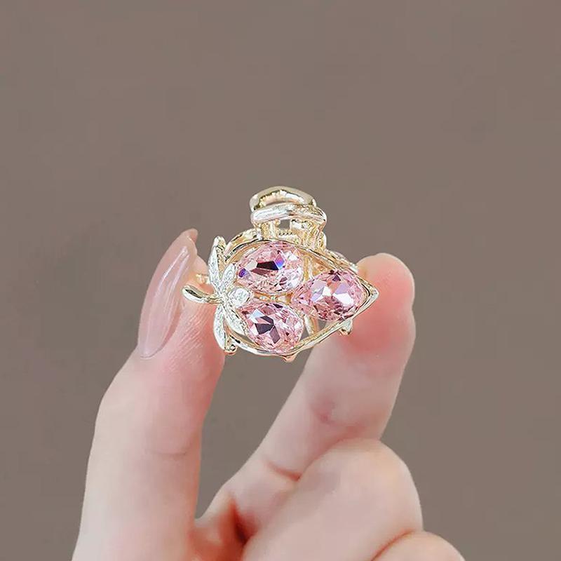 Mini Crab Metal Hair Clips Small Hair Accessories For Women Girl Pink Flower Bow Hair Pin Side Bangs Clip