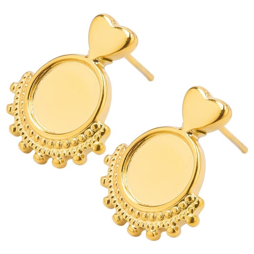 Fashion Ear Studs Gold Color Sun Heart Flower Stainless Steel Earrings For Women Men Accessories Ear Jewelry Fit DIY Rhinestone