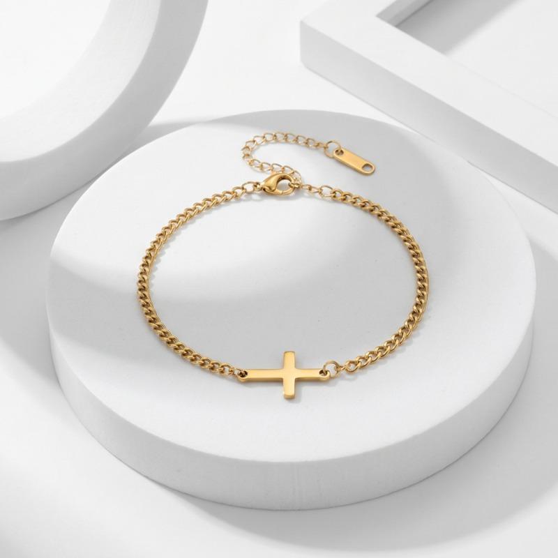 Cold Fashion Stainless Steel Cross Versatile Bracelet Simple Gold Accessories