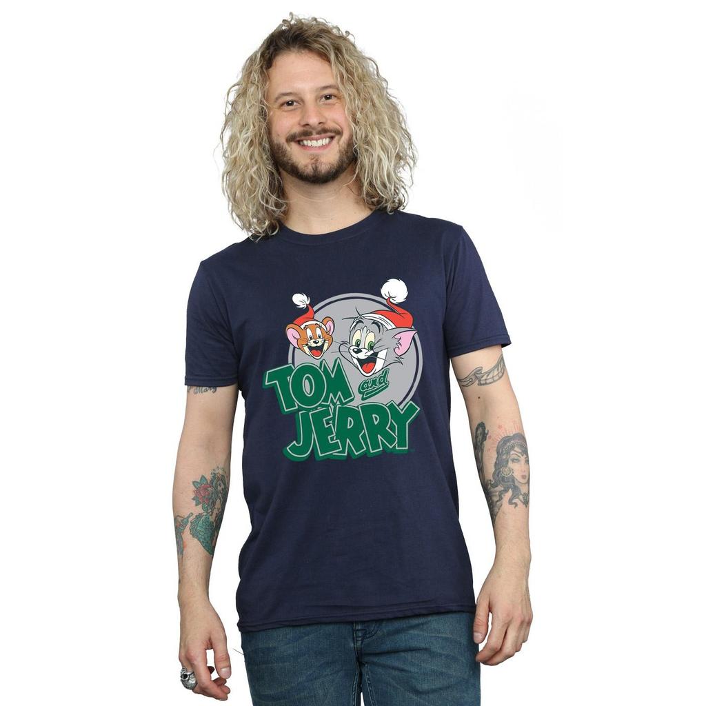 Tom And Jerry Mens Christmas Greetings T-Shirt