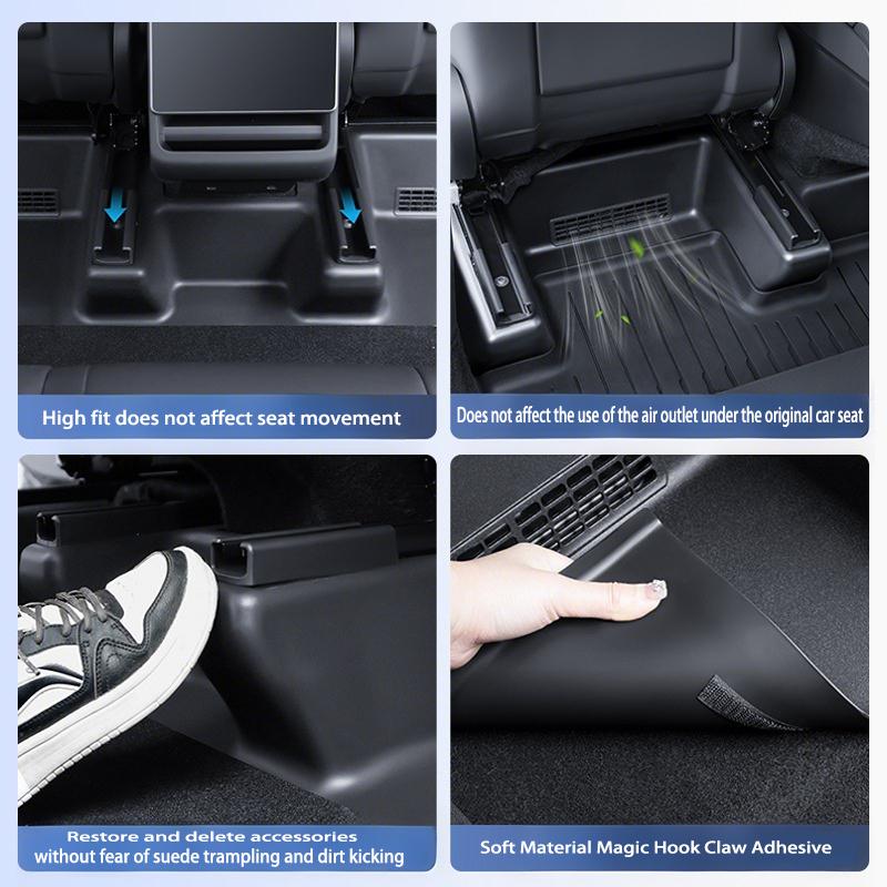 For Tesla ModelY Juniper 2025+ TPE Under Seat Corner Guard Seat Slide Rails Protector Cover Anti-Kick Decor Flocking Accessories