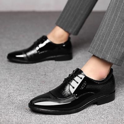 Brown Patent Leather Pointed Toe Social Shoe for Men Bright Upper Black Suit Trend Dress Shoes Man Official New Gentleman