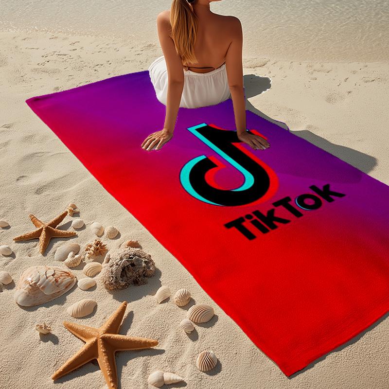 Tiktok Logo Design Microfiber Beach Towel, Lightweight And Quick-Dry, for Summer Travel, Beach Essential, Swimming Pool
