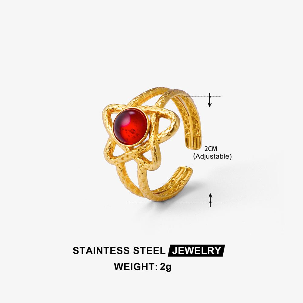 Middle East Titanium Steel Ring Female Turquoise Geometric Non-Fading Stainless Steel Ring