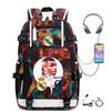 Camouflage Backpack Student Bookbag Multifunctional USB Charging Football Star Print Travel Daypack Lightweight Casual Men's Backpack