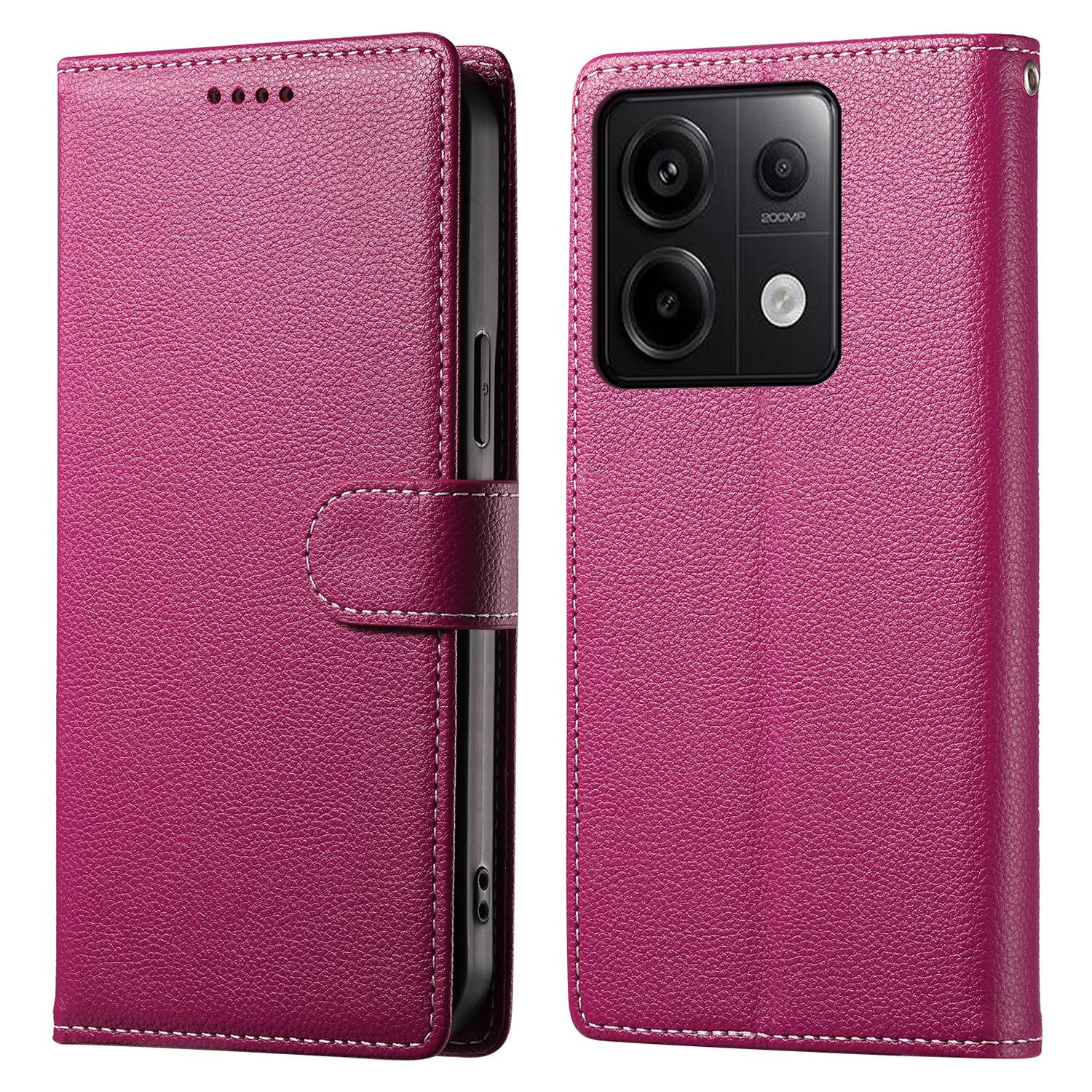 

DF-012 For Xiaomi Redmi Note 13 Pro 5G/Poco X6 5G Case Litchi Texture Leather Magnetic Clasp Wallet Stand Phone Cover with Wrist Strap G