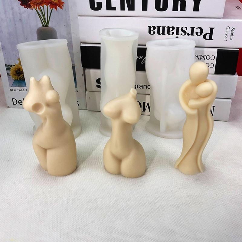 Halvkropp Kvinne Stearinlys Silikonform DIY Enkel Abstrakt Menneskekroppskunst Ornament Resin Silikonform Gipsform Såpeform