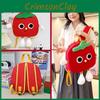 Tomato Canvas Cartoon Plush Backpack With Fun Cartoon Pattern For Students