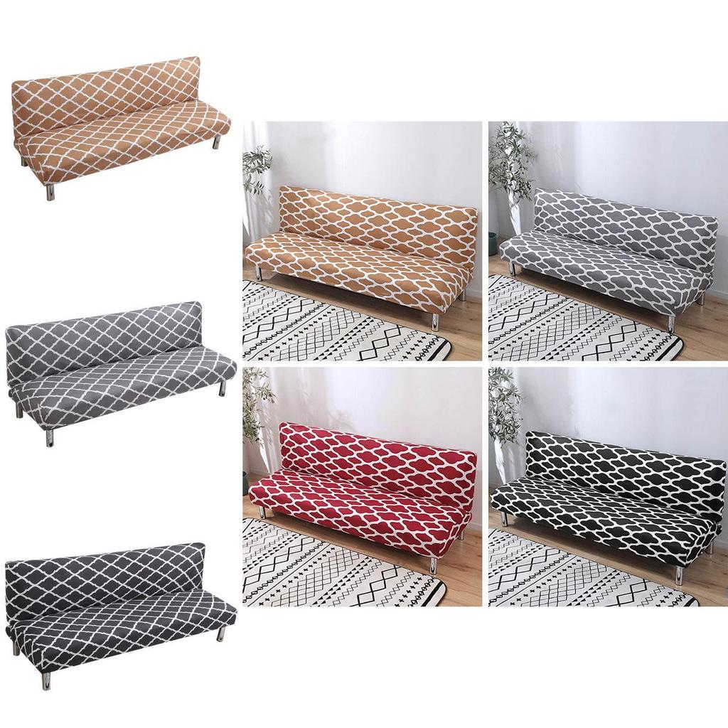 Elegant Soft Stretch Geometry Sofa Bed Cover For Full Folding Armless Furniture