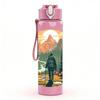 1PC Mountain Forest Scenery Landscape Print 750ml Color Plastic Sports Water Bottle Leakproof Flip Straw Lid Suitable for Sports Office Home Use
