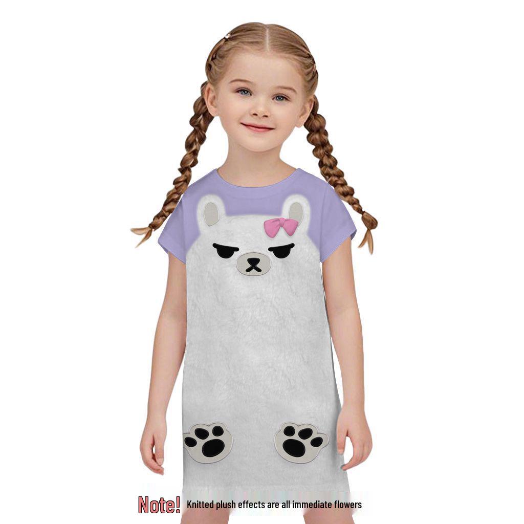 Kpop-Style Straight-Cut Nightgown for Women & Girls - Cute Summer Design With Trompe L'oeil Effect