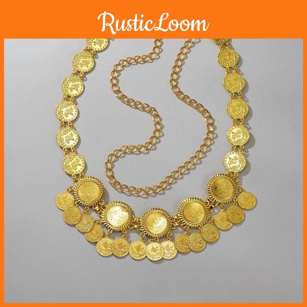 Middle East Fashion Gold Metal Coin Tassel Waist Chain For Women Summer Accessories
