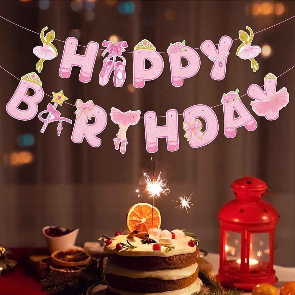 Birthday Ballet-themed Party Set Birthday Party Background Flag Raising Ballet Spiral Pendant