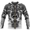 3D Tattoo Printed Sweatshirt Zipper with Hat Guard
