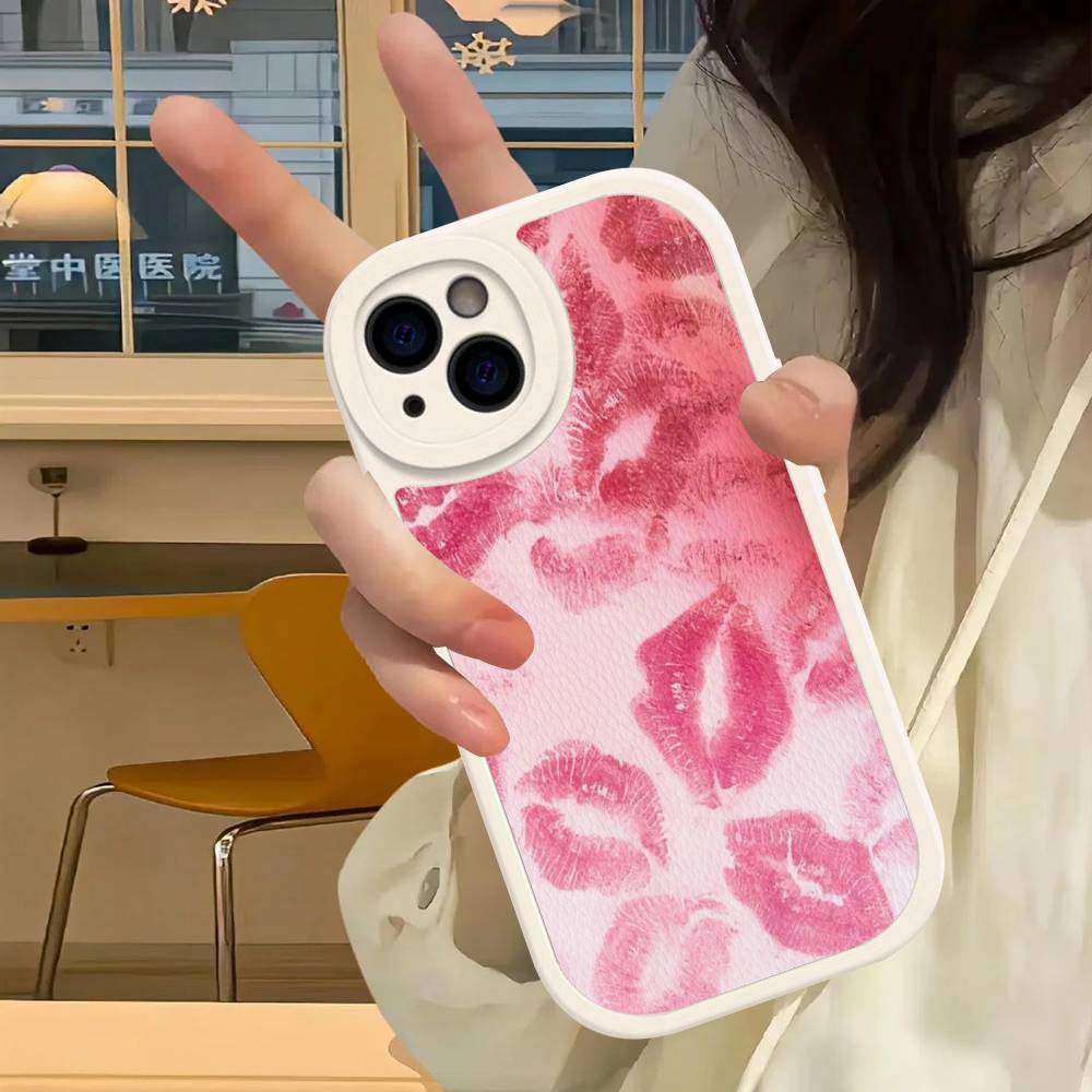 

Sexy Girl Red Lips Kiss Phone Cover For IPhone 16 15 14 13 12 11 Pro Max Plus Leather Soft Case 12 pro max