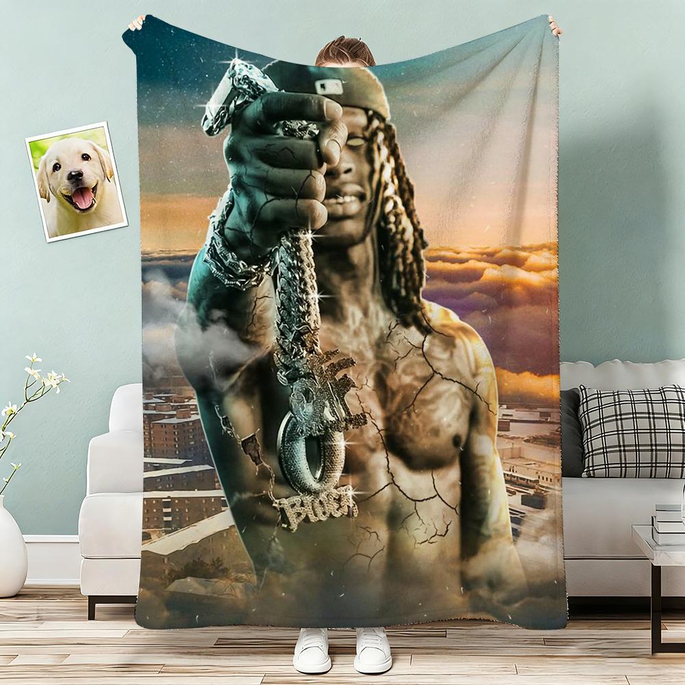 King Rapper Von Throw Lightweight 240G Flannel Blanket Soft Skin-Friendly For Summer Cooling