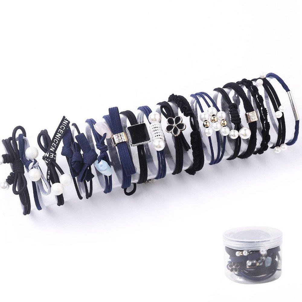 A Set of 16 High-elasticity Elastic Hair Ties with New Styles Every Day.