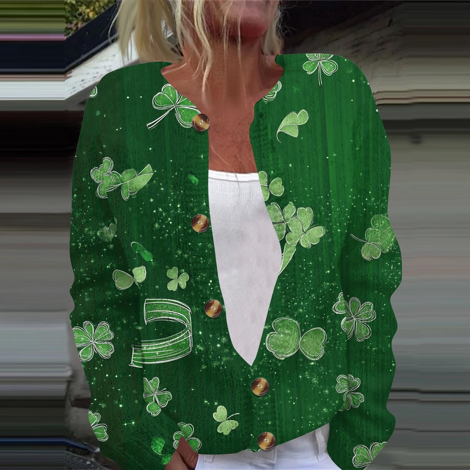 

Жіноча мода St. Жакет з в язаним кардиганом і ґудзиками з принтом Патріка XXXL ціан