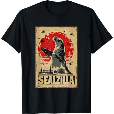 Sealzilla Vintage Monster Berlin Skyline Japanese Art Seal T-Shirt