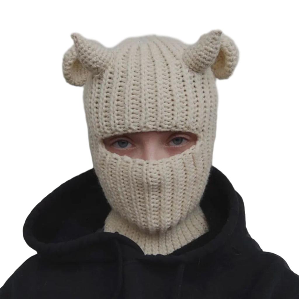 Girls Knit Beanie Hat Easter Photo Prop Cute Devil Horn Hat Costume Y2K Easter Horn Decorations Winter Knitted Hats