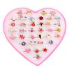 36pcs Adjustable Rings for Children Cartoon Rings Flower Animal Fashion Jewelry Girls Dress Up Rings Party Accessories
