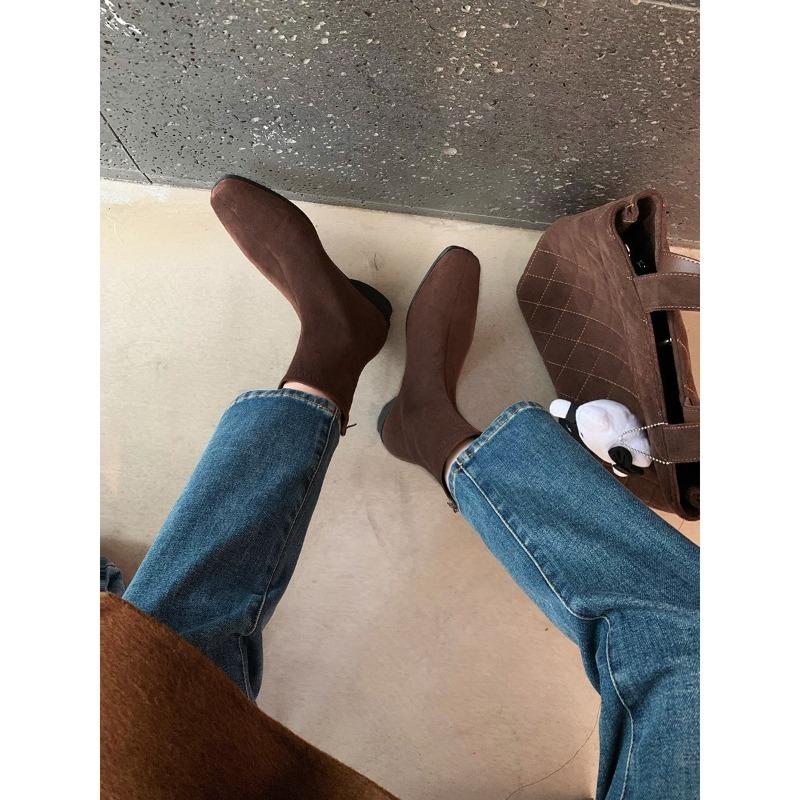 Retro Boots for Women's Heads, Versatile Thick-heeled High Boots, Short Boots and Women's Shoes