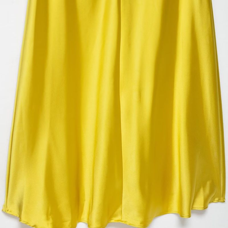 Kaslead New Arrival Women's Clothing Fashion Style Lace Silk Satin Texture Midi Skirt Dress 4764203