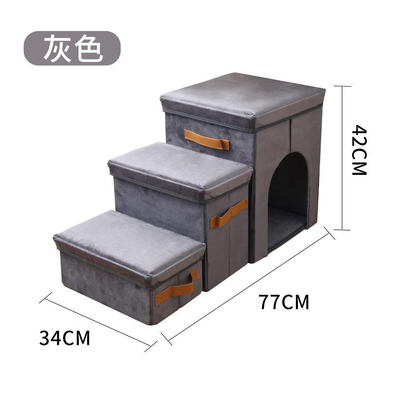 Portable Pet Steps Dog Stairs Climbing Ladder Steps 3-Tier Foldable Thickened Anti-slip Storable Dog Climbing Stairs for Bed