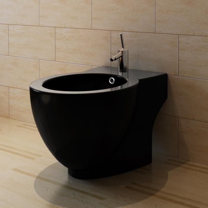 Bidet en céramique sanitaire noir à poser - VIDAXL - Rectangulaire - Hauteur 40 cm