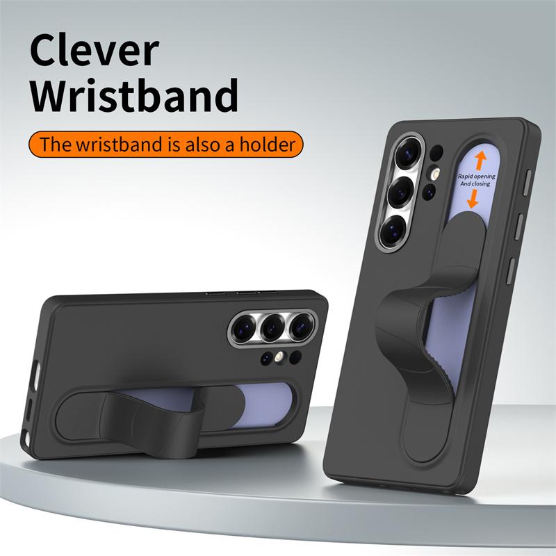 Smart Silicone Wristband Bracket Phone Case For Samsung Galaxy S23 S24 S25 S26 Ultra Plus Intellgent Control Buttons TPU Cover