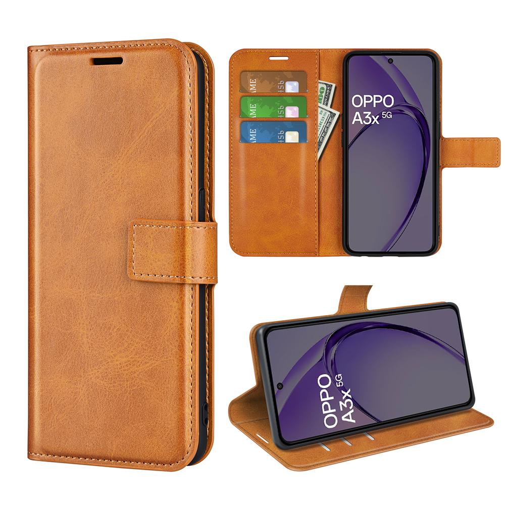 For Oppo A3x 5G/A3x 4G/A3 5G/A3 4G/A60 5G/A40 4G Stand Case Anti-Scratch Calf Texture Leather Phone Cover