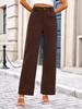 Women's High Waist Elastic Casual Pants with Button and Pockets