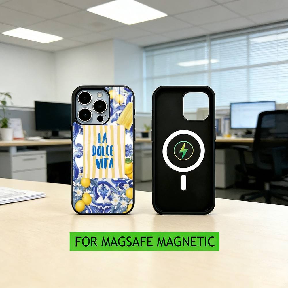 

Ocean Wine Glass Lemon Phone Case For iPhone17,16,15,14,13,12,11 Plus,Pro Magnetic For Magsafe Wireless Charging iPhone16PROMAX
