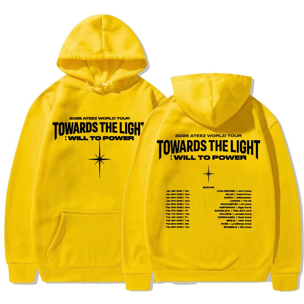 

Ateez Мировой тур К свету: Пуловеры Воля к власти Мужские Женские Корейская мода Толстовка с длинным рукавом Худи 3XL