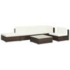 VidaXL Garden Lounge Set 6 Pcs with Cushions Wicker Brown