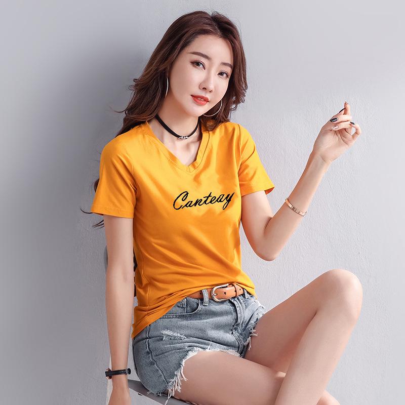 Women's Plus Size V-Neck Loose Cotton Short-Sleeve T-Shirt - Summer 2025 Collection