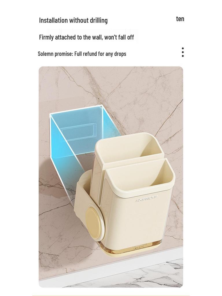 Wall-Mounted Anti-Mildew Chopstick and Utensil Holder With Draining Shelf.