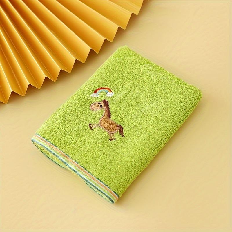 Set da 4 asciugamani in fibra di bambù, asilo, ricamo cartone animato, asciugamano per le mani, morbido, assorbente, 25 x 50 cm / 9,84 x 19,68 pollici, colore casuale