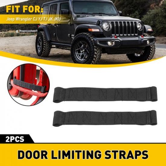2X Black Door Limiting Check Strap For Heavy Duty Jeep Wrangler CJ YJ TJ JK JKU