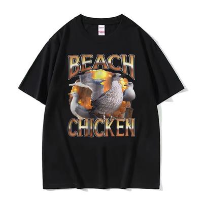 Funny Beach Chicken Seagull Humor Style T-shirt Fashion Trend Meme Graphic Tee Shirt Men Women Casual 100% Cotton O-Neck T Shirt